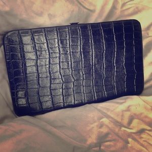 Black leather hard side wallet